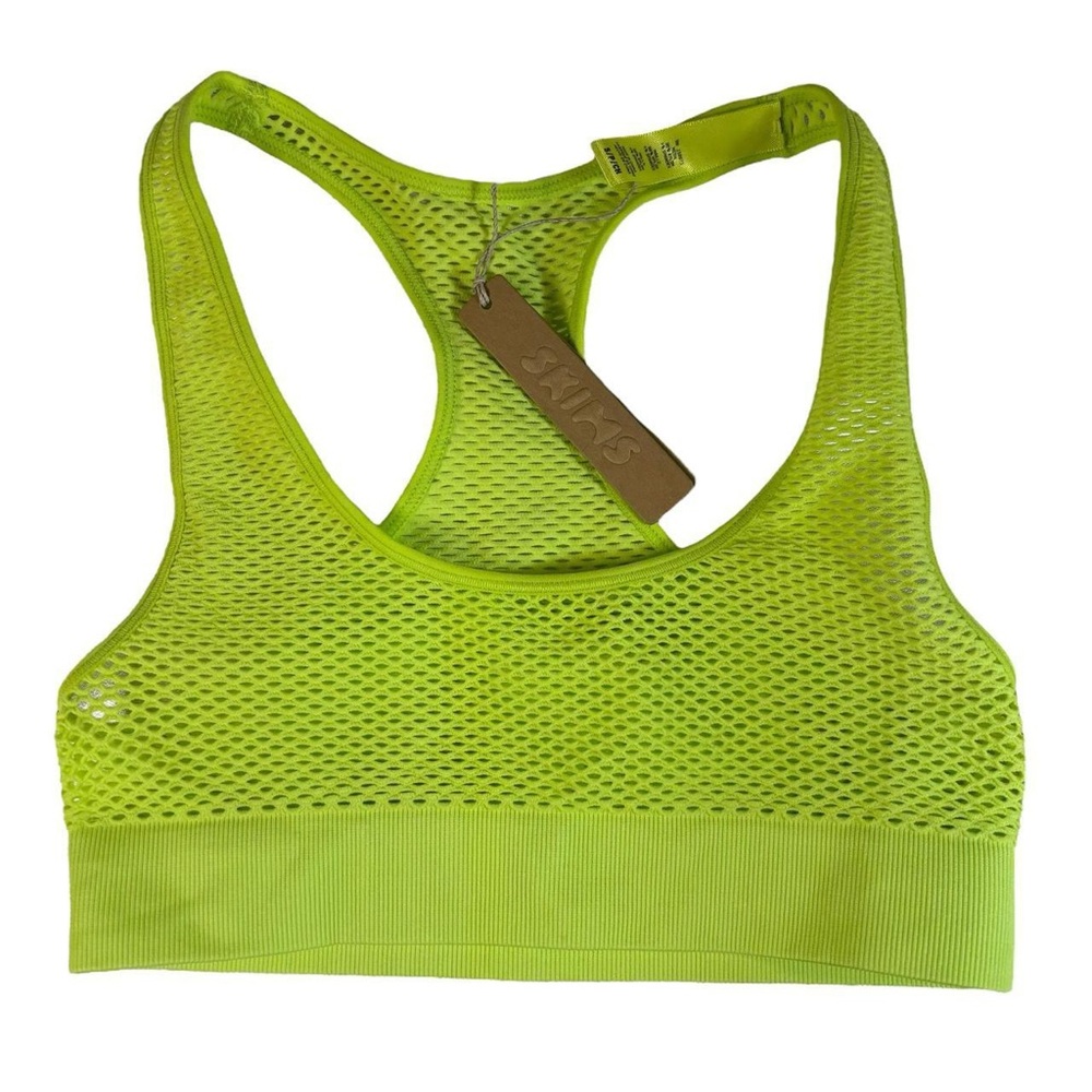NWT skims fishnet perforated neon green scoop bralette!! Size Small
